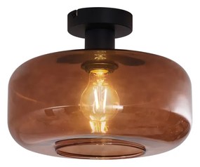 Candeeiro de Teto Retro Preto com Vidro Bronze - Bizle Retro