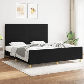 Estrutura de cama sem colchão 180x200 cm tecido preto