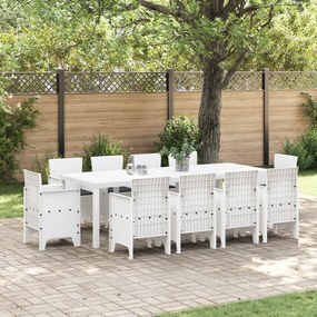 vidaXL Conjunto de Jantar de Jardim com Almofadas Branco Polyrattan