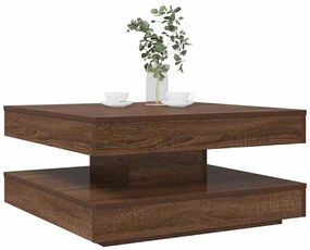 vidaXL Mesa centro rotativa a 360 graus 70x70x34,5cm carvalho castanho