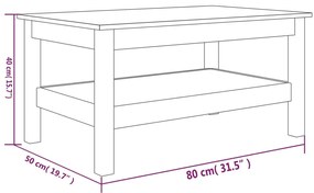 Mesa de centro 80x50x40 cm madeira de pinho maciça