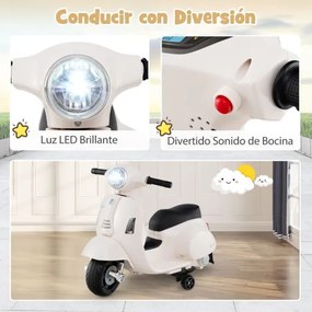 Mota elétrica para crianças 6V com rodas de treino removíveis Faróis Buzina branca
