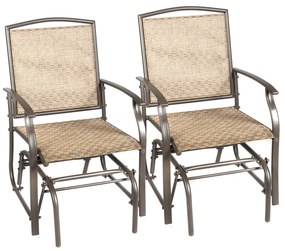 2 Cadeira de baloiço com armação de metal para pátio, jardim, varanda, piscina, relva 58 x 70 x 94 cm Castanho