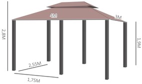Pérgola de Jardim 3x4 m Pérgola de Exterior com Paredes Laterais Teto
