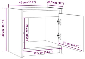 Mesa de cabeceira 40x30,5x40 cm madeira de pinho maciça branco