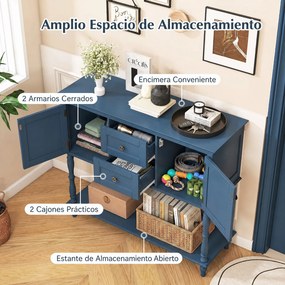 Mesa Consola de Estilo Vintage, 100 x 36 x 86,5 cm, Amplo Espaço de Arrumação, Azul