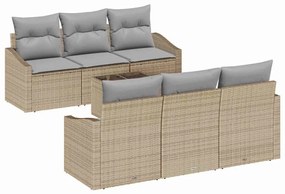 Conjunto de sofás de jardim de 7 peças com almofadas bege em rattan si