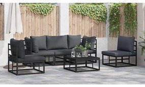 Conjunto de Sofá de Jardim 5 pcs Preto 213 x 71.5 x 71 cm