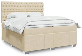 Cama com molas/colchão 200x200 cm tecido cor creme