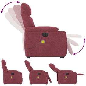 Poltrona elevatória de massagens elétrica tecido vermelho tinto