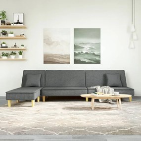 3157248 vidaXL Sofá-cama em forma de L 255x140x70 cm tecido cinzento-escuro