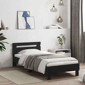 Estrutura cama cabeceira 75x190 cm derivados de madeira preto