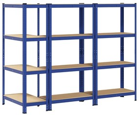 Prateleiras de armazenamento de 4 camadas 3 pcs aço azul