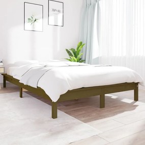 Estrutura cama king 150x200 cm madeira maciça castanho-mel