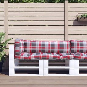 vidaXL Almofadões para móveis de paletes 3 pcs tecido xadrez vermelho