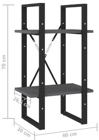 Estante com 2 prateleiras 40x30x70 cm pinho maciço cinzento