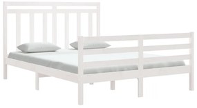 Estrutura de cama king 150x200 cm madeira maciça branco