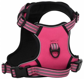 Peitoral para cães com faixas refletoras ajustável XL rosa