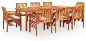 vidaXL 9 pcs conjunto de jantar exterior c/ almofadões acácia maciça