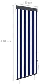 Estore de rolo para exterior 60x250 cm azul e branco
