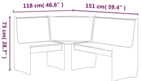 Banco de canto REINE 151 cm pinho maciço branco