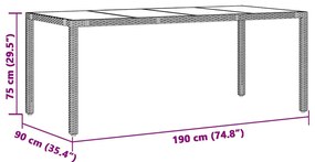 7 pcs conjunto bistrô de jardim c/ almofadões vime PE cinza