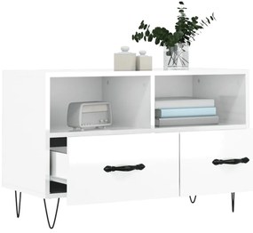 Móvel de TV 80x36x50 cm derivados de madeira branco brilhante