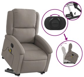 Poltrona elevatória de massagens tecido cinzento-acastanhado