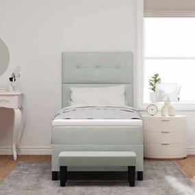 vidaXL Cama Box com colchão Cinzento-claro 90 x 200 cm Veludo
