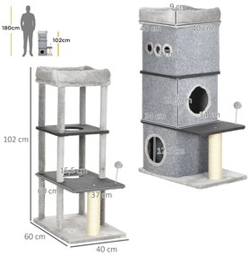 PawHut Arranhador em Forma de Cilindro para Gatos com 3 Níveis Altura