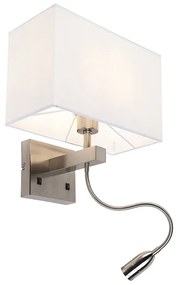 LED Candeeiro de parede moderno em aço com abajur branco - Bergamo Design,Moderno