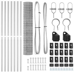 Cerca Euro com 7 postes, 1,6 x 10 m em aço galvanizado.