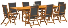 vidaXL 9 pcs conjunto de jantar para jardim acácia maciça e textilene