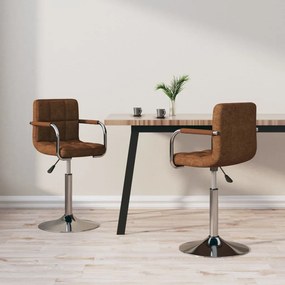 vidaXL Cadeiras de jantar giratórias 2 pcs tecido castanho