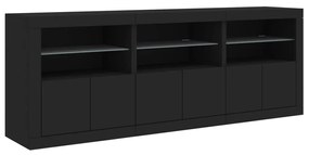 Aparador com luzes LED 181,5x37x67 cm preto