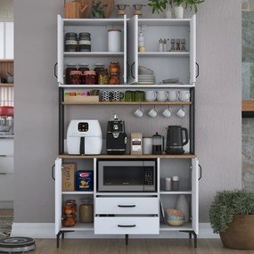 Armário Alto de Cozinha "Stella" - 120 x 198,6 x 40 cm - Nogueira e Br