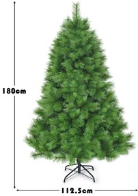 Árvore de natal (não iluminada) com 1,8 m, dobradiças e 586 ramos em PVC verde
