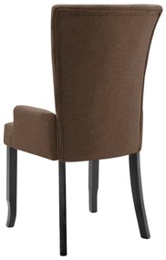 Cadeiras de jantar com apoio de braços 4 pcs tecido castanho