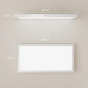 Conjunto de 4 Candeeiros de Teto Cor Regulável com Interruptor DIP e de Parede 3000K/4000K/6000K 60x30x3,7 cm Branco