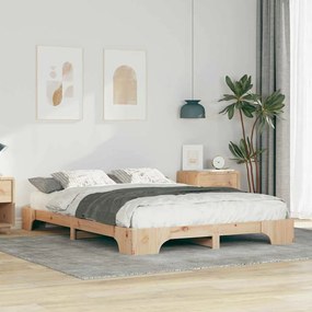 vidaXL Estrutura de cama de chão Castanho 140 x 220 cm