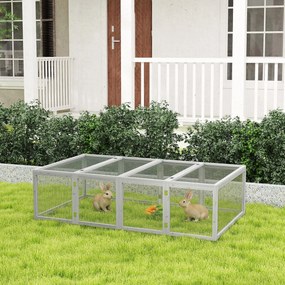 Gaiola para coelhos para interior e exterior, com 2 portas superiores, 181 x 100 x 48 cm, em madeira maciça cinzenta