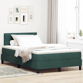 vidaXL Cama Box Spring LED com led Verde Escuro 120 x 190 cm Veludo