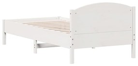 Estrutura de cama com cabeceira 90x200 cm pinho maciço branco