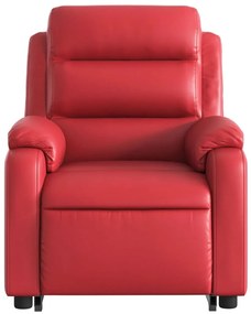 Poltrona reclinável elevatória elétrica couro artif. vermelho