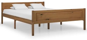 vidaXL Estrutura de cama 140x200 cm pinho maciço castanho mel