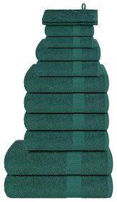 12pcs Conjunto toalhas banho 360 gsm 100% algodão verde