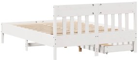 Cama sem colchão 140x200 cm madeira de pinho maciça branco
