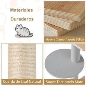 Arranhador para gatos moderna multinível de 113 cm com estante almofadada amovível Postes de arranhar de sisal Natural