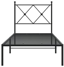 Estrutura de cama metal s/ colchão c/ cabeceira 75x190 cm preto