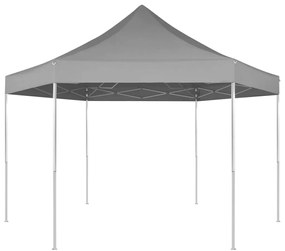 Tenda festas pop-up dobrável hexagonal cinzento 3,6x3,1 m
